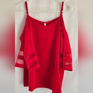 Joico Vibrant Red Cold Shoulder Blouse